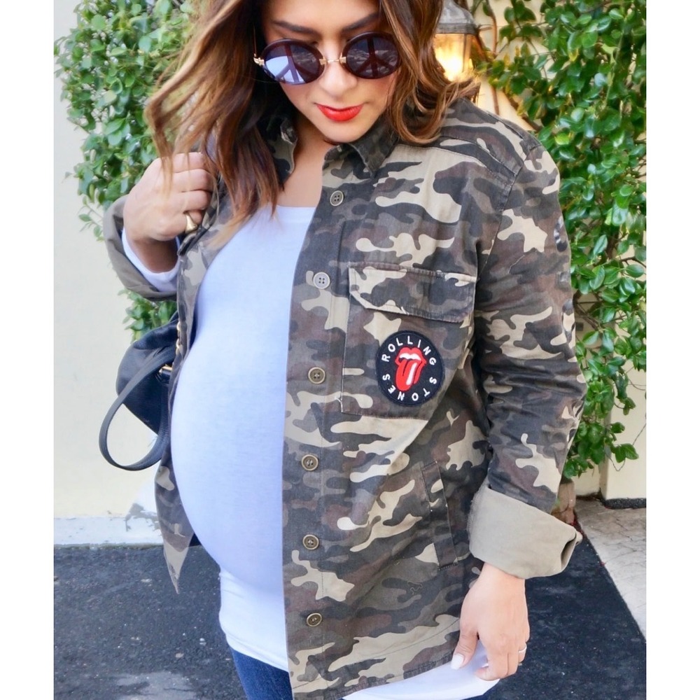 Forever 21 Rolling Stones Jacket Small Camo 1978 Tour Patch Utility Preloved